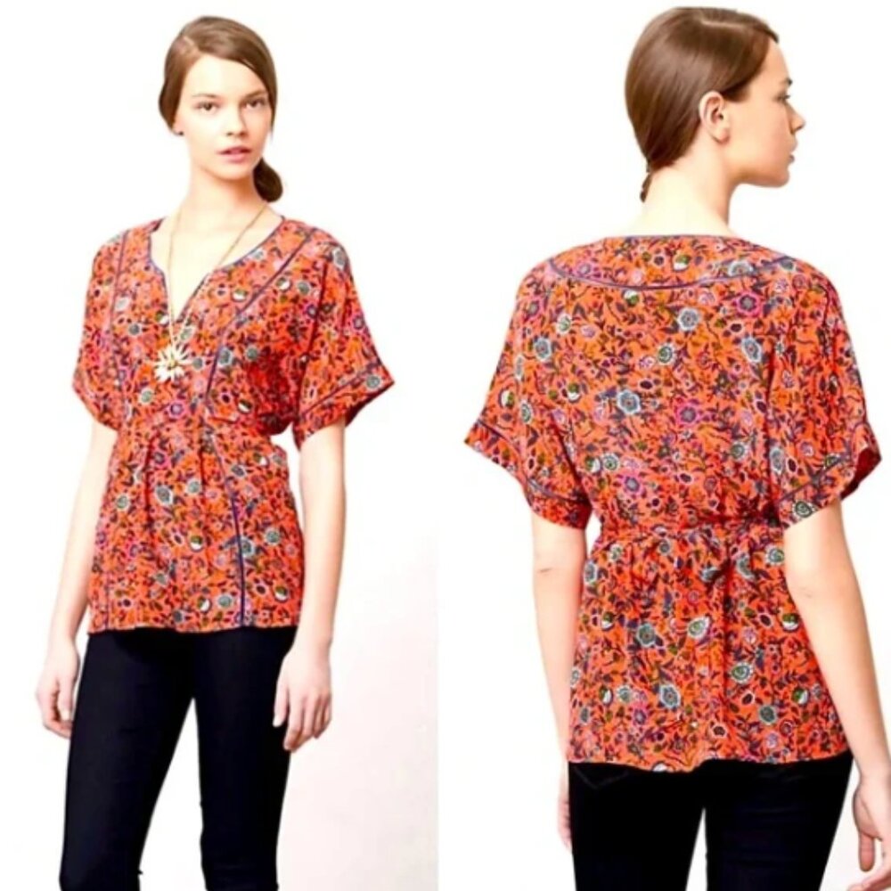 Anthropologie Maeve Maes Silk Kimono Top, XL